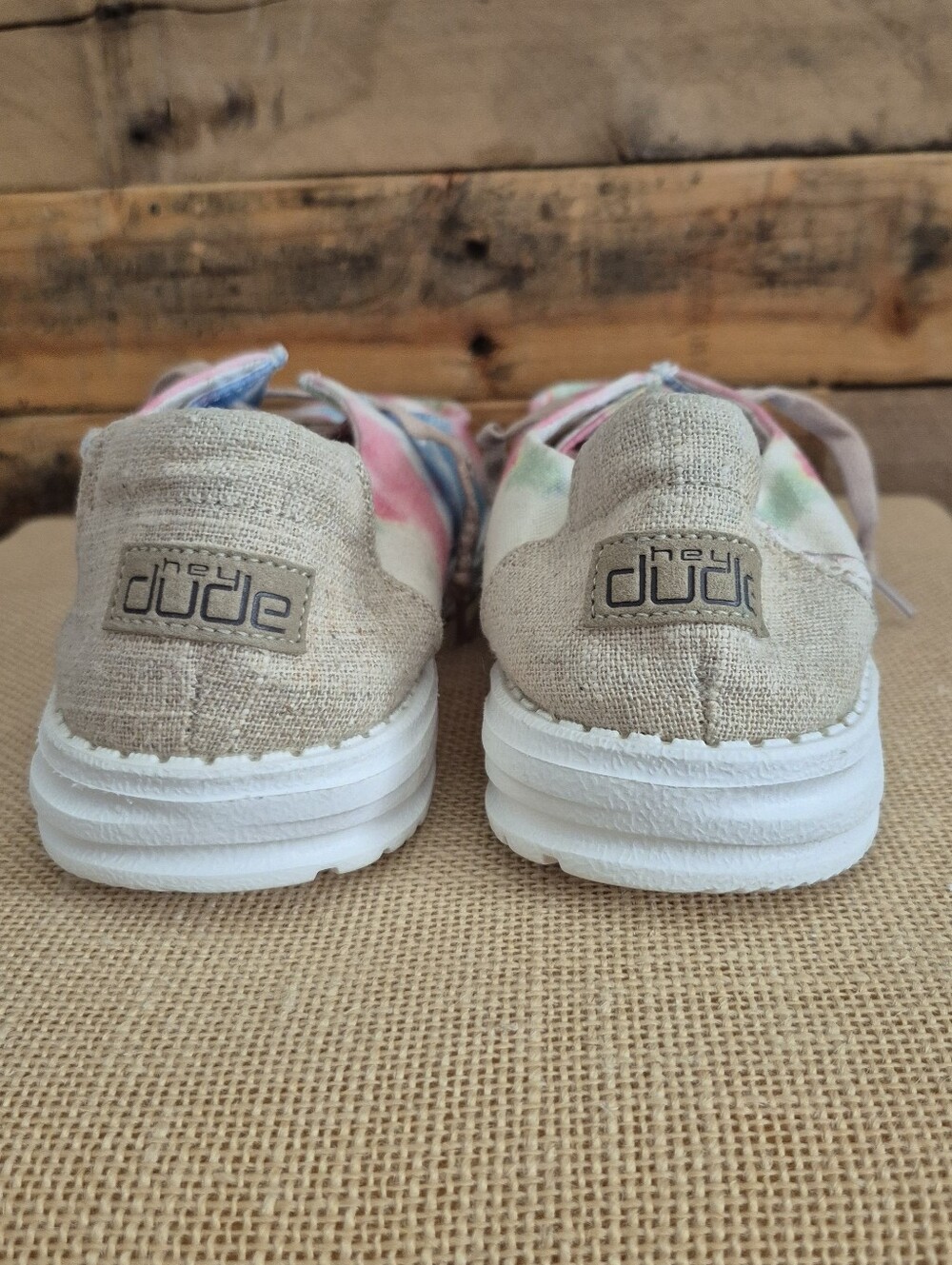 Hey Dude Boho Mandala Tie-Dye Sneaker / Loafer / Moccasin Pink & Blue Size 11 - Picture 9 of 13
